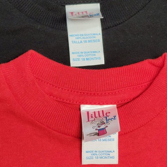 Little Teez T-Shirts 2 Pack Size 18M Red/Black - Picture 7 of 12